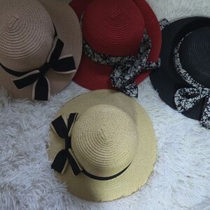 Stylish Wide-Brimmed Hats with Bows